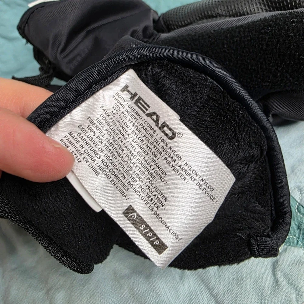 Head Kids Blue Black Winter Mittens Small S/P Zippered Fleece Lined